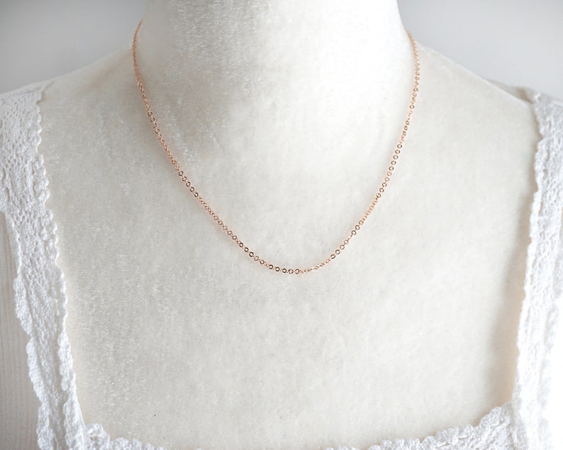 14 to 18 inch Fine Dainty Rose Gold Chain Necklace Thin Link Chain Tiny Gold Filled Finished Necklace Ready to Wear image 6