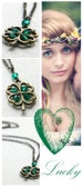 St Patricks Day Gift St Patricks Day Necklace 4 Four leaf clover Jewelry Irish Shamrock Good Luck Charm Green Crystal Christmas Gift 