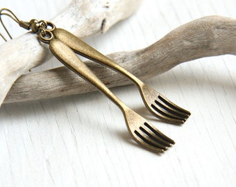 ON VACATION, Foodie Gift Chef's Vintage Style Earrings Forks Fun Novelty Earrings Utensils kitchen accessories Gift for Cook