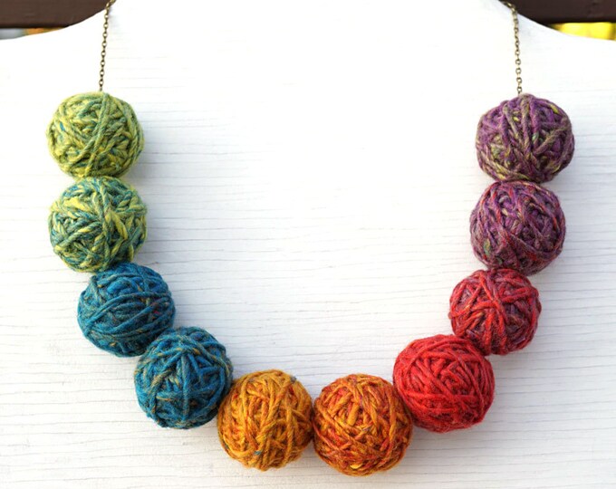Big Ball Necklace Statement Necklace Colorful Jewelry Etsy