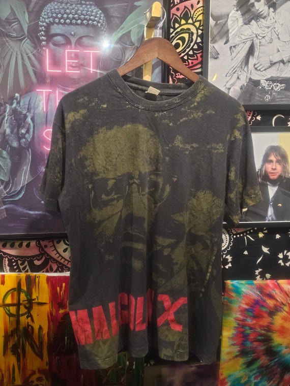 Rare Vintage 90s Malcolm X All Over Print Double Sided Black History Shirt L