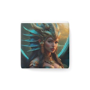Magical Fantasy Porcelain Magnet, Art Decor for Home, Unique Gift for Magic Lovers, Collector&#39;s Item, Square Design