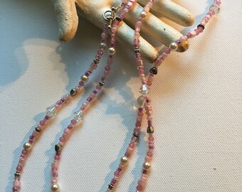 Sweetheart Pink Beaded Necklace / Bracelet Handmade Unique