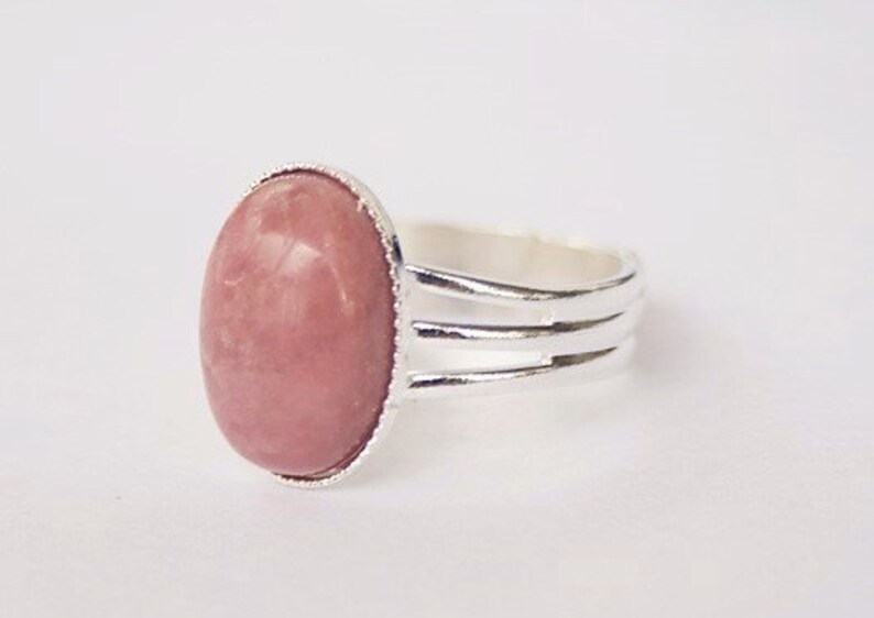 Pink Ring Pink Black Stone Ring Pink Rhodonite Ring Pink Etsy