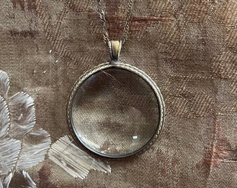 magnifying glass necklace brass loupe medium magnifier long necklace gothic necklace victorian 1920s edwardian  medium 32mm- ready to ship