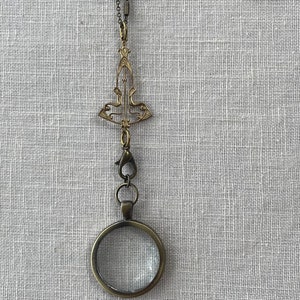 victorian style 24mm magnifying glass necklace loupe magnifier gothic necklace art nouveau 1920s edwardian lady detective ready to ship image 4