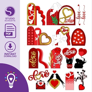 Décoration de gâteau de Saint-Valentin, fichier SVG de Saint-Valentin, panneaux de Saint-Valentin, fichier de découpe de Saint-Valentin