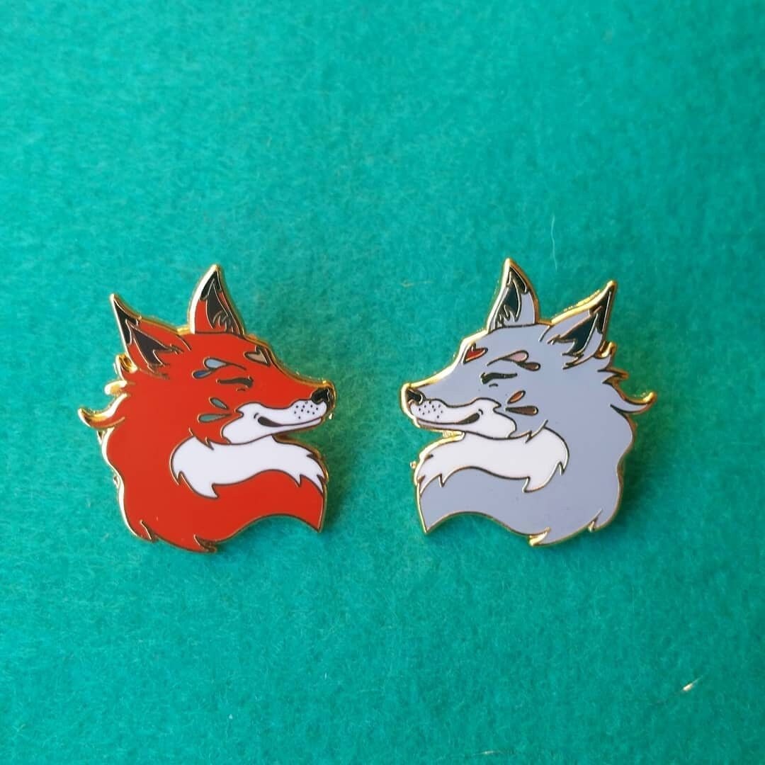 Fox Pair Hard Enamel Pins Lapel Pin Red Fox Pin Enamel Fox Etsy
