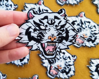 Dream Tiger Patch, Iron on Patches for jackets and backpacks, Tumblr, Grunge, Embroidered patches, pins and patches