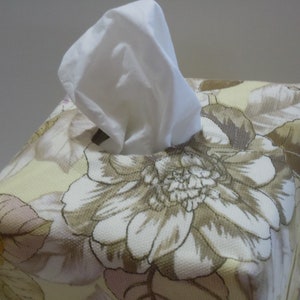 Light Yellow Roses with Grey and Brown Foliage Fabric Tissue Box Cover image 2