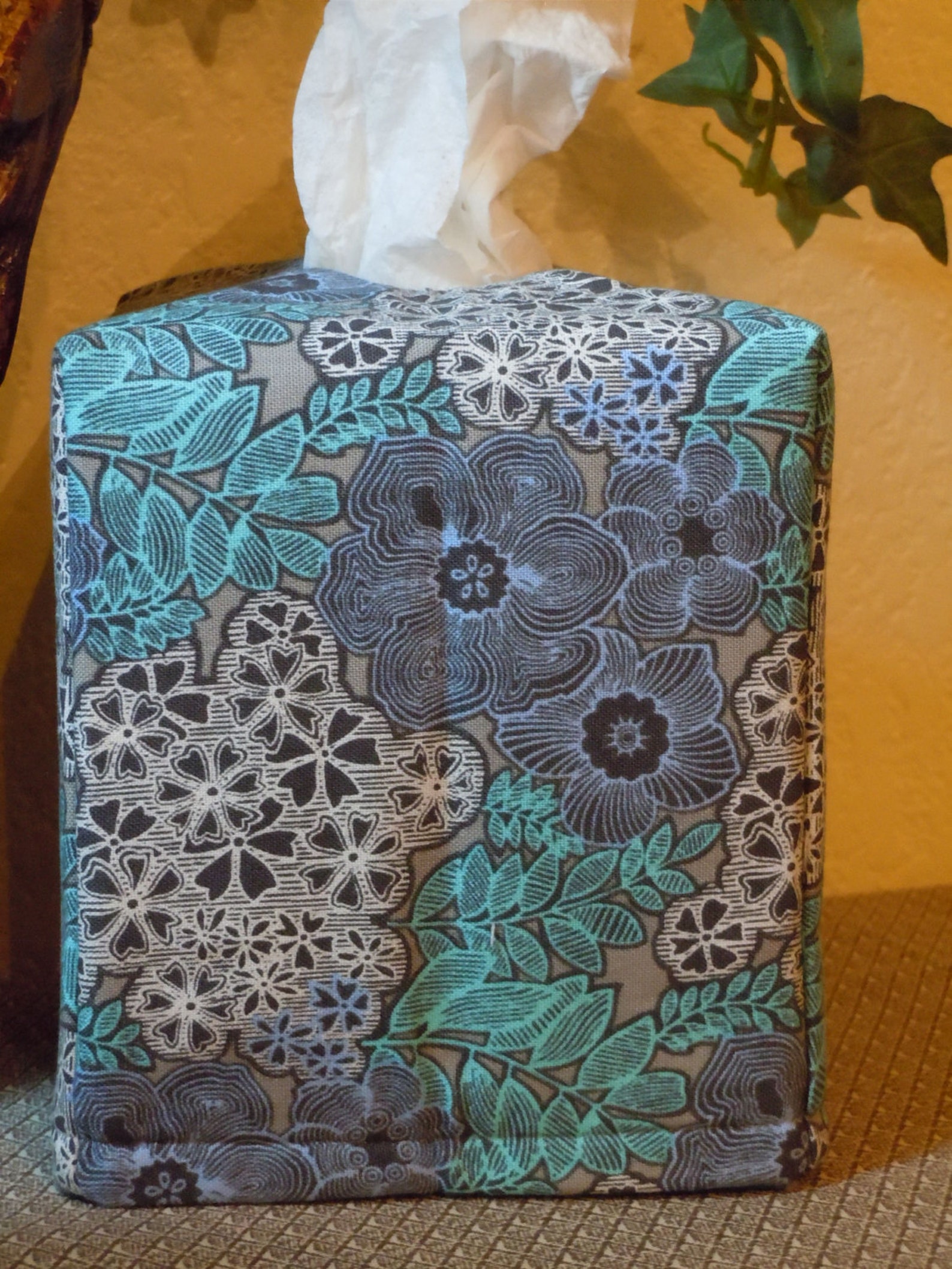 Blue Florals Fabric Tissue Box Cover Etsy