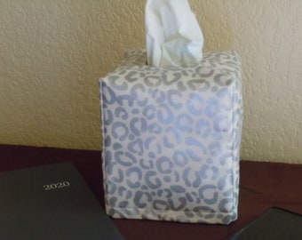 Metallic Silver Print  -  Fabric Tissue Box Cover