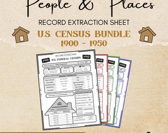 U.S. Census Extraction Sheet Bundle (1900 - 1950) for Family History, Ancestry & Genealogy (Digital Download)