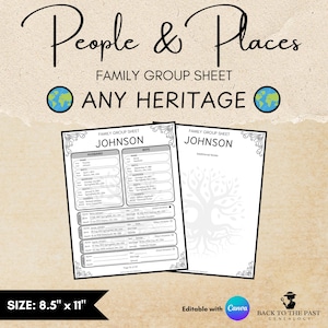 Family Group Sheet: Research Organizer for Family History, Ancestry, & Genealogy (Digital Download)