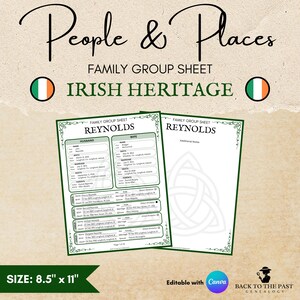 Irish Family Group Sheet: Research Organizer for Family History, Ancestry, & Genealogy (Digital Download)
