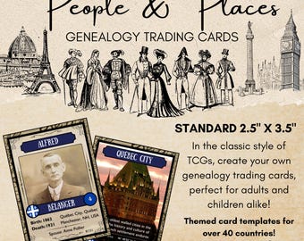 Genealogy Trading Cards: Template for Family History & Reunions (Digital Download)