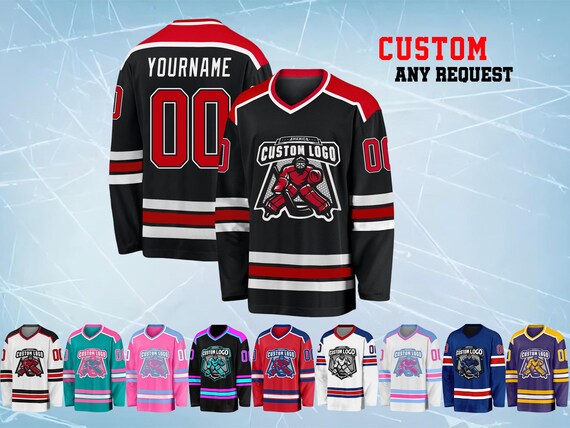 Custom Hockey Jersey: Stitched/Printed Personalized Name Number & Logo
