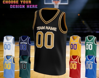 Custom Basketball Jersey - Personalized Team Uniform - 80 Color Options