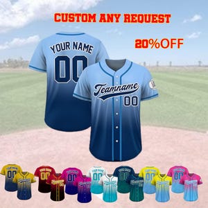 Custom Gradient Baseball Jersey, Embroidered Team Jersey