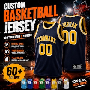 Custom Basketball Jersey, Personalized Team Name Number, Men Women Youth Apparel