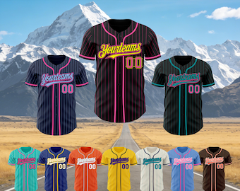 Custom Pinstripe Baseball Jersey with Personalized Team Name Number, Customize Embroidered Stripe Team Jerseys, Couple Jersey Gifts for fans
