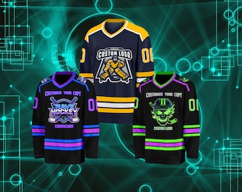 Custom Neon Rave Hockey Jersey, Personalized Name Number, EDM Streetwear Shirt