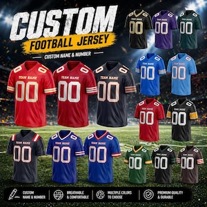 Custom Stitch Football Jersey, Personalized Name Number Logo, Sports Uniforms