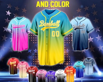 Custom Gradient Baseball Jersey, Personalized Team Name Number Shirt