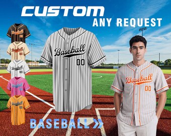 Custom Pinstripe Baseball Jersey, Embroidered Team Name & Number