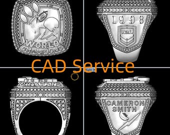 Diseño de anillos personalizados, servicio CAD, anillo de campeonato personalizado, anillo de equipo personalizado, anillo deportivo personalizado, réplica de anillo artesanal, anillo de graduación personalizado