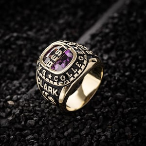 Custom Birthstone Graduation Class Ring 2025,Engraved Signet Ring for High School  College,Customize Class or Sports Ring for Men & Women