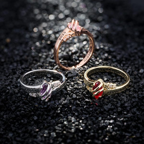Anillo de graduación personalizado con piedra de nacimiento, anillo de graduación personalizado de 2025, joyería de graduación para mujeres, regalo de graduación de secundaria y universidad.