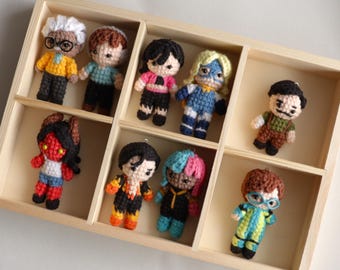 Llaveros de crochet de Dispatch: Robert Robertson, Prism, Waterboy, Blondy Blazer, Flambae, Chase, Malevola, Invisigal y Punch Up