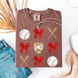 Comfort Colors Baseball Bow Shirt: Coquette Game Day Tee