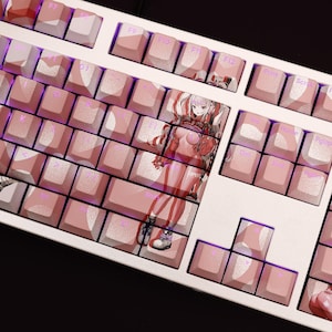 Nikke ALICE Anime Keycap Set: PBT Backlit Gaming Keycaps for Mechanical Keyboard