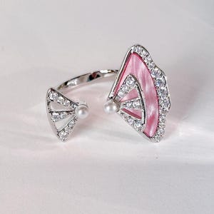 Ring, Mother of pearl & Moissanite | Authentic Pearl | Shell | Real Material | Jewelry Set | Ring | Gift for Her