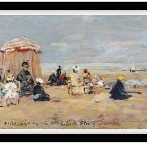 Antique Coastal Print | digital download art | oil painting | fine art | beach scene | printable