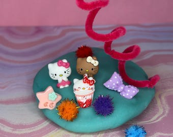 Tarro de plastilina Kawaii Kitty: Kit sensorial, regalo de fiesta