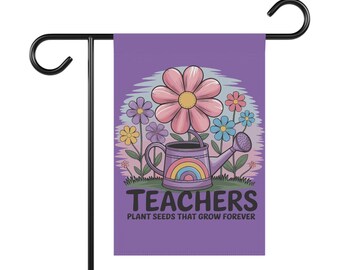Colorful Teacher Garden Banner, Outdoor Decor, Teacher Appreciation Gift, Floral Garden Flag, Gardening Decoration, Spring Decor
