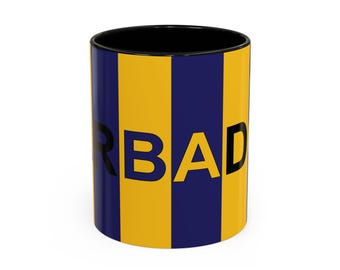 Original "BARBADOS" designed Coffee Mug (11, 15oz), flag colours design