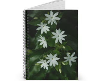 Spiral Notebook - Ruled Line  | Star jasmine flowers , jasminum multiflorum,  real photography, not from AI