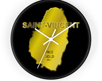 Golden Caribbean country designed Wall Clock, Saint-Vincent edition