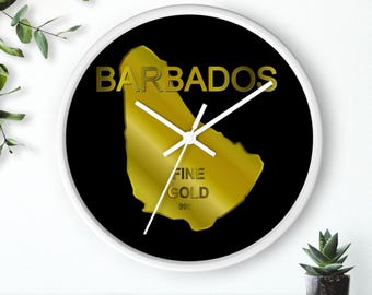 Golden Caribbean country designed Wall Clock, Barbados edition