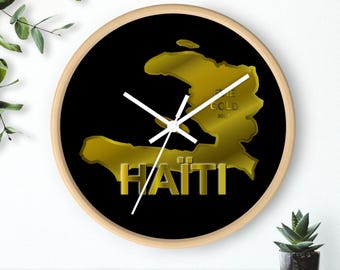 Golden Caribbean country designed Wall Clock, HAITI edition