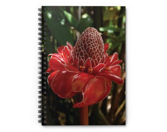 Spiral Notebook - Ruled Line | Torch ginger flower, Etlingera elatior , real photography, not from AI