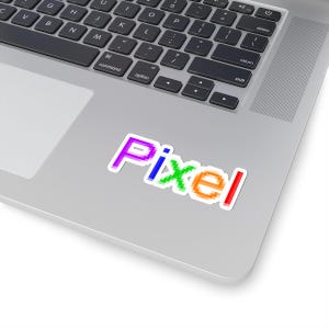 Colored "Pixel" pixelated word, Kiss-Cut Stickers