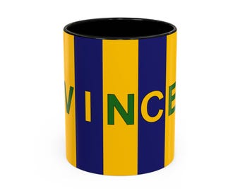 Original "SAINT-VINCENT" designed Coffee Mug (11, 15oz), flag colours