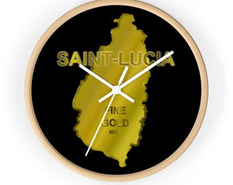 Golden Caribbean country designed Wall Clock, Saint-Lucia edition