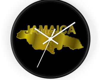 Golden Caribbean country designed Wall Clock, Jamaica edition