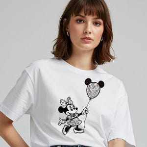 Vintage Disney Baby Sketch Crop Tee, Minnie Mouse Sketch Cute Shirt, Mickey Classic Drawing Tee, Disney Family Vacation Trip